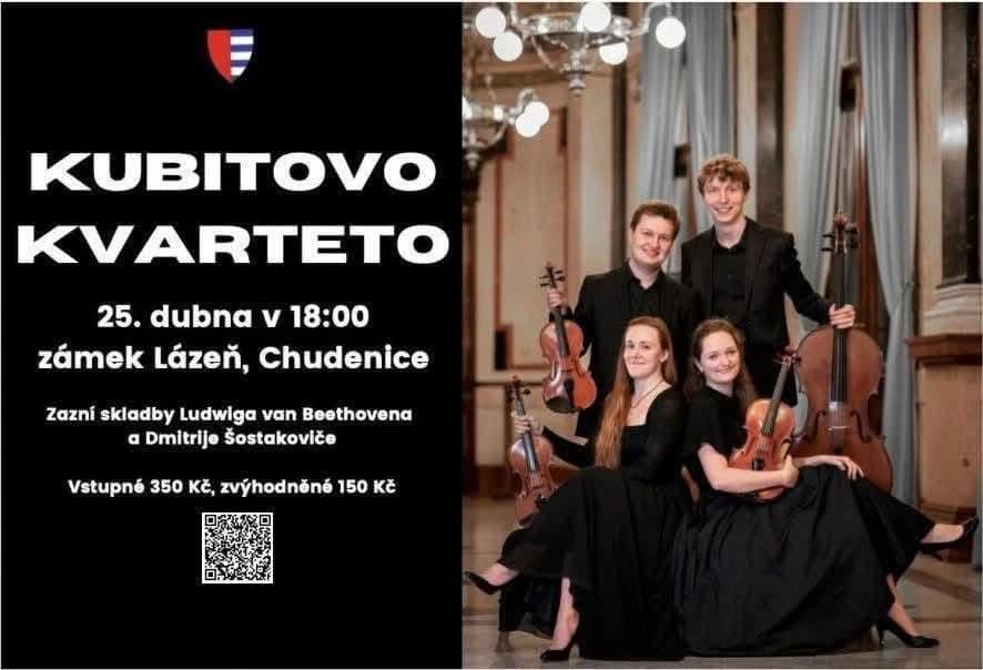 Plakat zum Konzert des Kubit-Quartetts auf Schloss Lázeň.