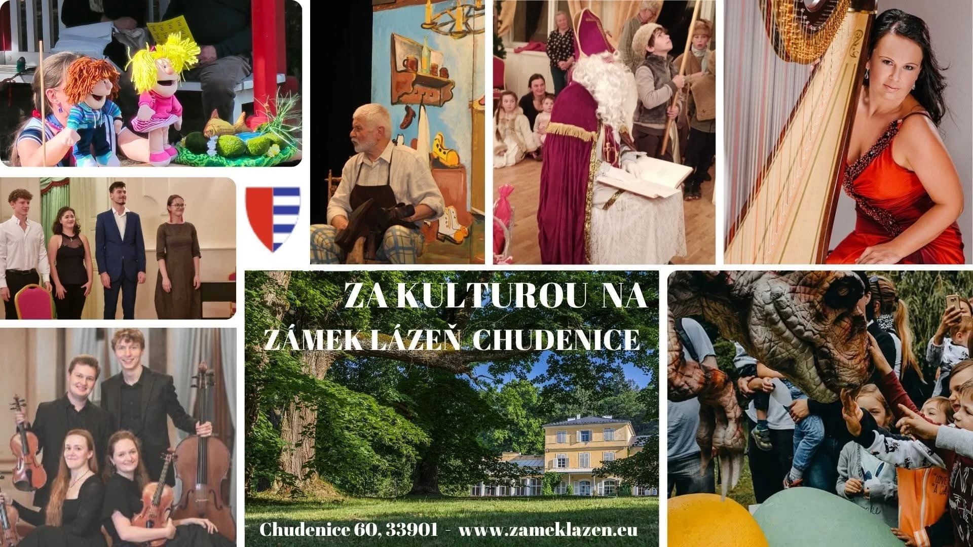 Collage des Kulturprogramms auf Schloss Lázeň in Chudenice.