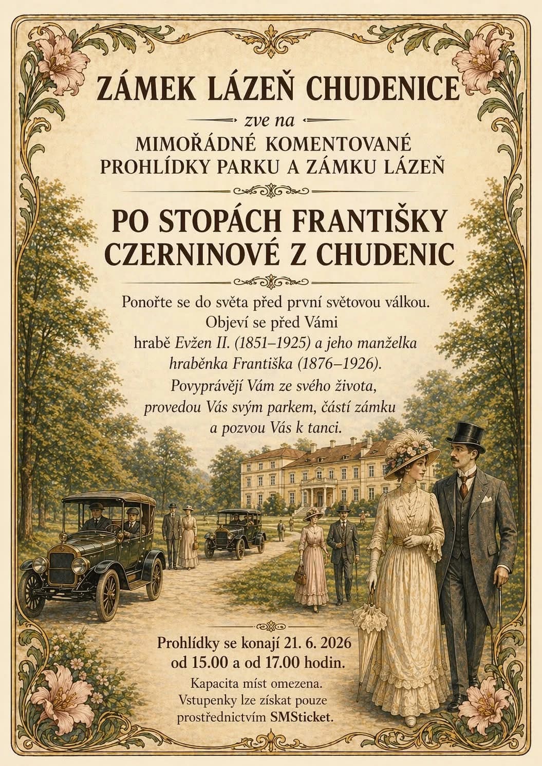 Plakat zu den Führungen Auf den Spuren der Franziska Czernin.