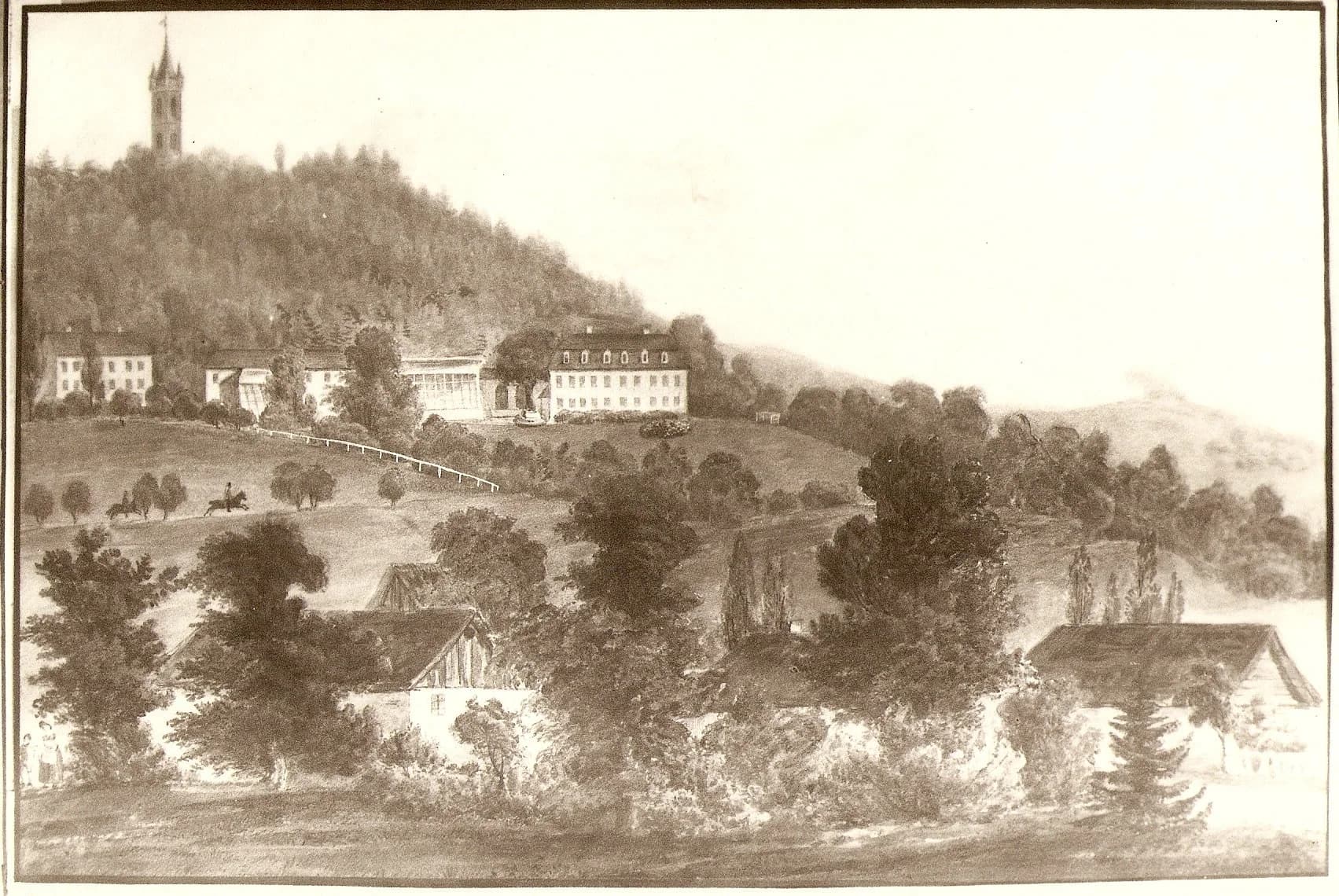 Archivní pohled na zámek ve svahu z roku 1927